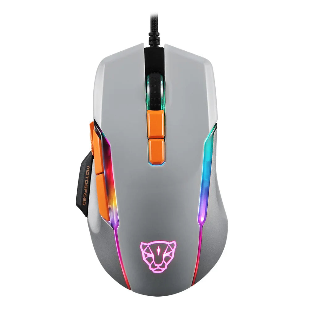 Motospeed V90 Wired Gaming Mouse RGB Backlight 8 Adjustable 50000 DPI Office Game Mouse Macro Drive PMW3325 For Laptop PC