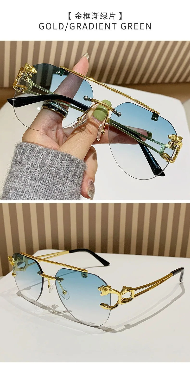 Dámské sluneční brýle bez obrouček, luxusní značkové, vintage, UV400, pánské sluneční brýle, Lunette, Shades De Soleil, Femme, Gafas De Sol Mujer, Lentes