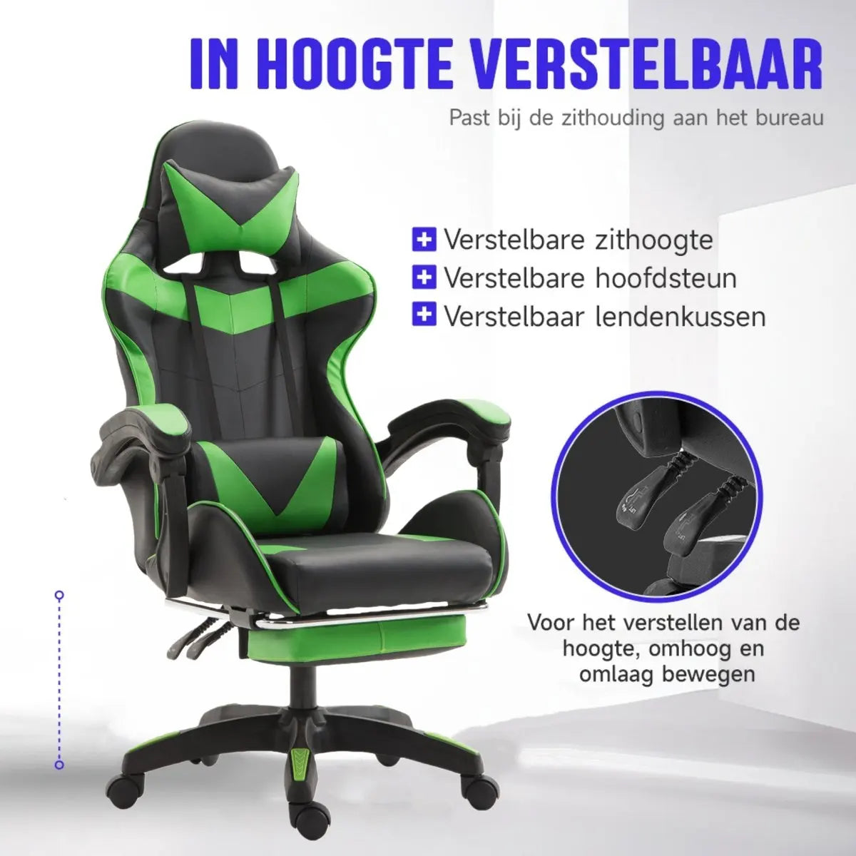 Gaming chair Gaming armchair Height Adjustable Office Chair with Adjustable Recumbent Function with Cat Ears and Pillows