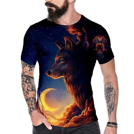 3D Printed Cool Wolf Owl T Shirt For Men Funny Animal Pattern Short-Sleeved Tees Harajuku Streetwear Tops O-Neck T-Shirt Clothes
