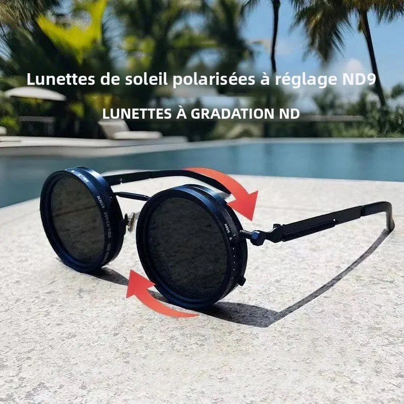 Polarizované kulaté sluneční brýle pro muže ND9, nastavitelné sluneční brýle s tónováním, dámské retro punkové brýle na rybaření, outdoorové sluneční brýle, UV400