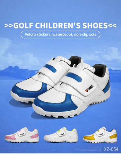 PGM Children Girls Boys Golf Shoes Anti-skid Leather Outdoor Kids Sneakers Sports Shoes XZ054