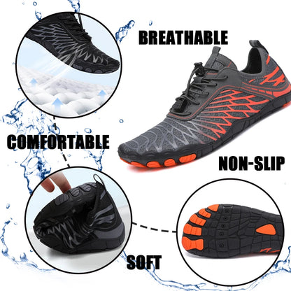 Men's Water Shoes and Women's Beach Barefoot Aqua Shoes, Quick-Dry Swimming, Wading Sports Sneakers for Upstream Boating, Fishing, Surfing