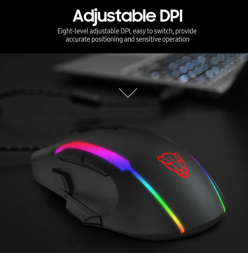Motospeed V90 Wired Gaming Mouse RGB Backlight 8 Adjustable 50000 DPI Office Game Mouse Macro Drive PMW3325 For Laptop PC