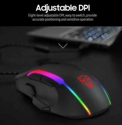 Motospeed V90 Wired Gaming Mouse RGB Backlight 8 Adjustable 50000 DPI Office Game Mouse Macro Drive PMW3325 For Laptop PC