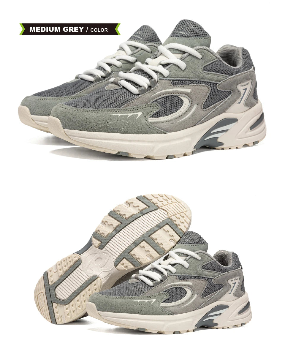 Baasploa Nieuwe hardloopschoenen voor heren, outdoor, modieus, lichtgewicht sportschoenen van mesh, casual herenschoenen, ademend, antislip wandelschoenen
