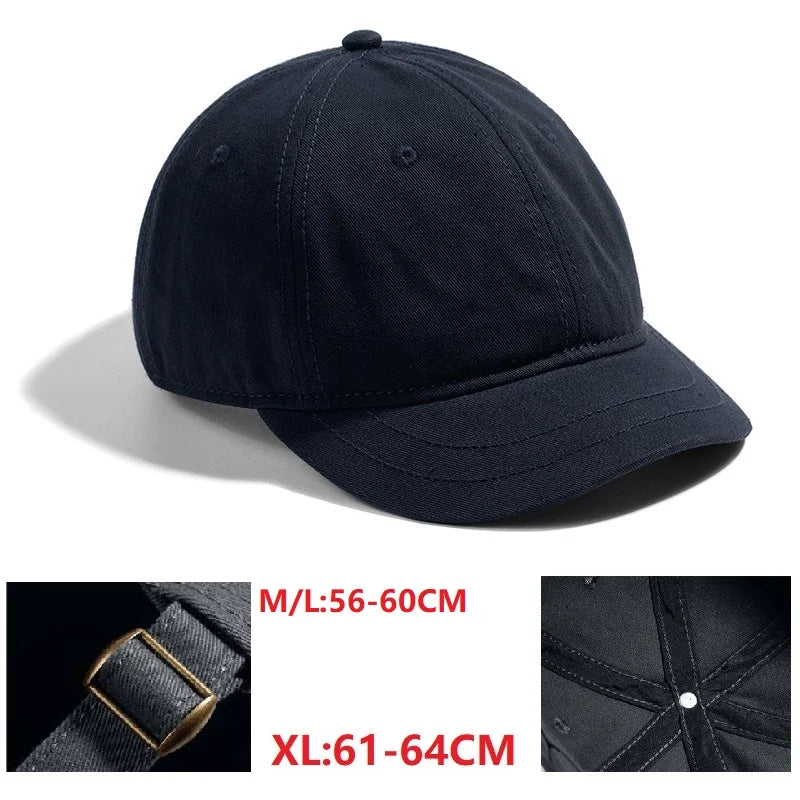 Czapka baseballowa dla mężczyzn z dużym daszkiem, z tyłu zamknięta, z krótkim daszkiem 5 cm, czapki z siateczki dopasowane do głowy, elastyczne czapki z całkowicie zamkniętym tyłem, rozmiary 56–60 cm, 61–65 cm