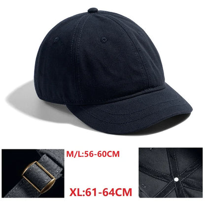 Czapka baseballowa dla mężczyzn z dużym daszkiem, z tyłu zamknięta, z krótkim daszkiem 5 cm, czapki z siateczki dopasowane do głowy, elastyczne czapki z całkowicie zamkniętym tyłem, rozmiary 56–60 cm, 61–65 cm