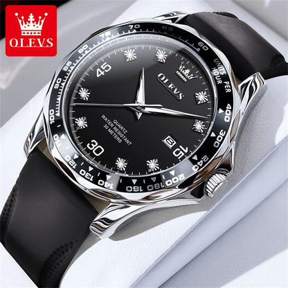 OLEVS 9988 Quartz Watch for Men Waterproof Anti-scratch Auto Date Diving Wristwatch Men Original Brand Luxury Diamond Man Watch