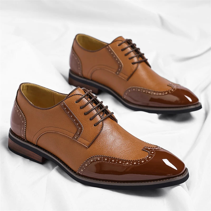 Scarpe Oxford da uomo in similpelle - Scarpe casual-formali - Scarpe da uomo per completo da lavoro - Scarpe Derby di nuova concezione - Scarpe da passeggio