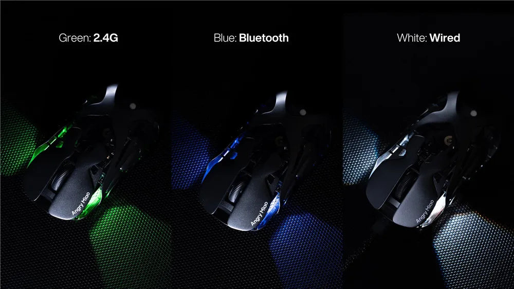 Mouse de gaming wireless Angry Miao Infinity, metalic, ultraușor, cu carcasă perforată, hot-swappable, PAW3950, Dual 8K, cu fir, tri-mode, portocaliu