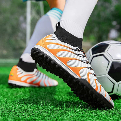 Men Soccer Shoes Sport FG/TF Outdoor Football Boots Training Boys Match Non Slip Long Spikes Cleats Indoor Futsal Comfortable