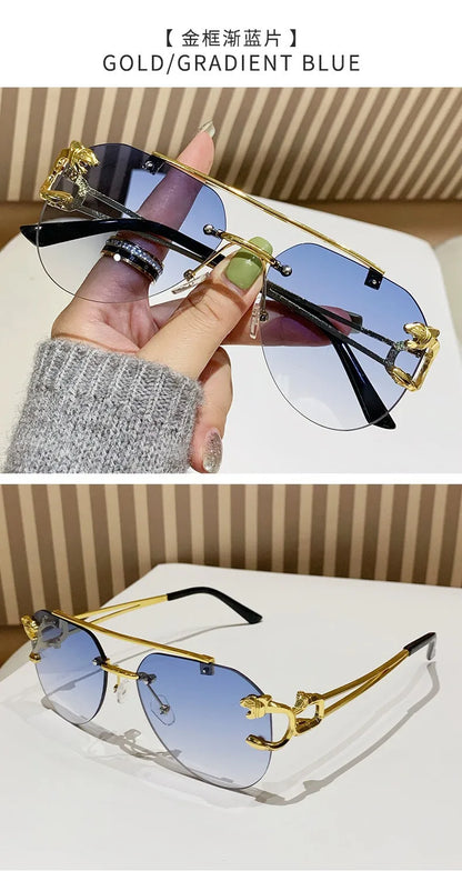 Dámské sluneční brýle bez obrouček, luxusní značkové, vintage, UV400, pánské sluneční brýle, Lunette, Shades De Soleil, Femme, Gafas De Sol Mujer, Lentes