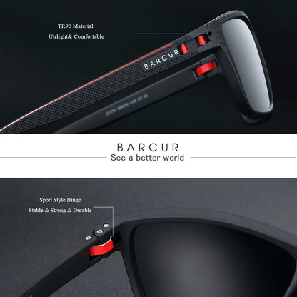 BARCUR Design TR90 Sluneční brýle pro muže Polarizované Lehké sportovní sluneční brýle Dámské brýle Doplněk k brýlím Oculos Ochrana proti UVAB záření