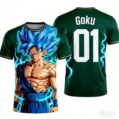 2026 Summer Dragon Ball Goku Classic Anime Men's 3D Printed Breathable Casual T-shirt Family Unisex Kids Sports Football Jersey
