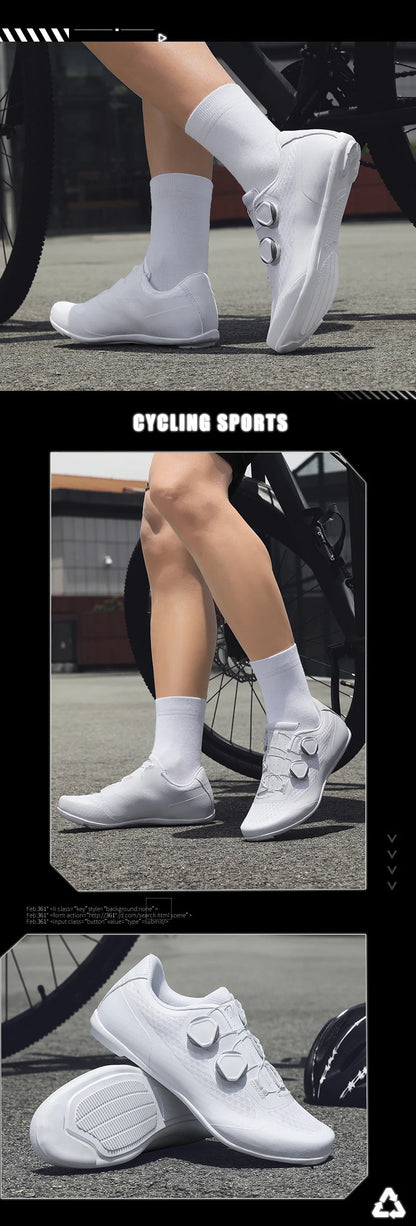 Speed Cycling Sneaker Men's Road Cycling Shoes Cleat Shoes Spd Shoes Cycling Flat Pedal Shoes Man Bike Outdoor Footwear White