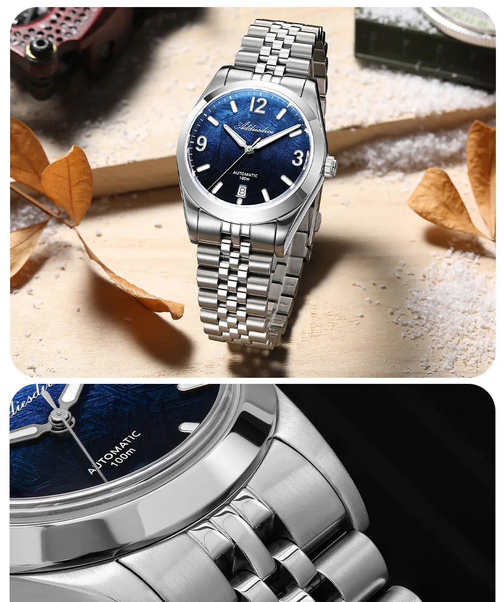 ADDIESDIVE AD2547 BGW9 Super Luminous Men Watch Sapphire Glass 10Bar Waterproof  316L Stainless Steel Automatic Mechanical Watch