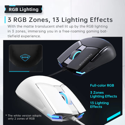 Machenike M7Pro Wired Gaming Mouse USB Instant A825 12800DPI 1000Hz 7 Button 65g RGB For Laptop PC Gamer