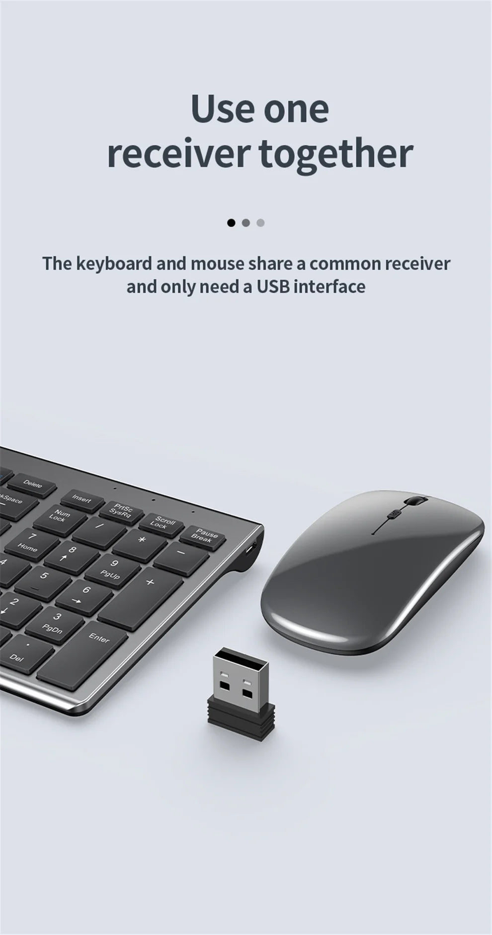 Set tastiera e mouse JOMAA Bluetooth & 2.4G USB per laptop, computer e iPad, combo tastiera e mouse wireless ricaricabili silenziosi