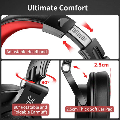 Auscultadores OneOdio A71 HiFi de Estúdio DJ com Fio e Microfone – Headset Gaming Profissional de Monitorização com Graves Profundos
