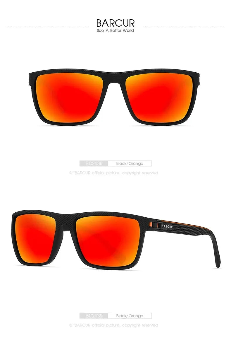 BARCUR Design TR90 Sluneční brýle pro muže Polarizované Lehké sportovní sluneční brýle Dámské brýle Doplněk k brýlím Oculos Ochrana proti UVAB záření