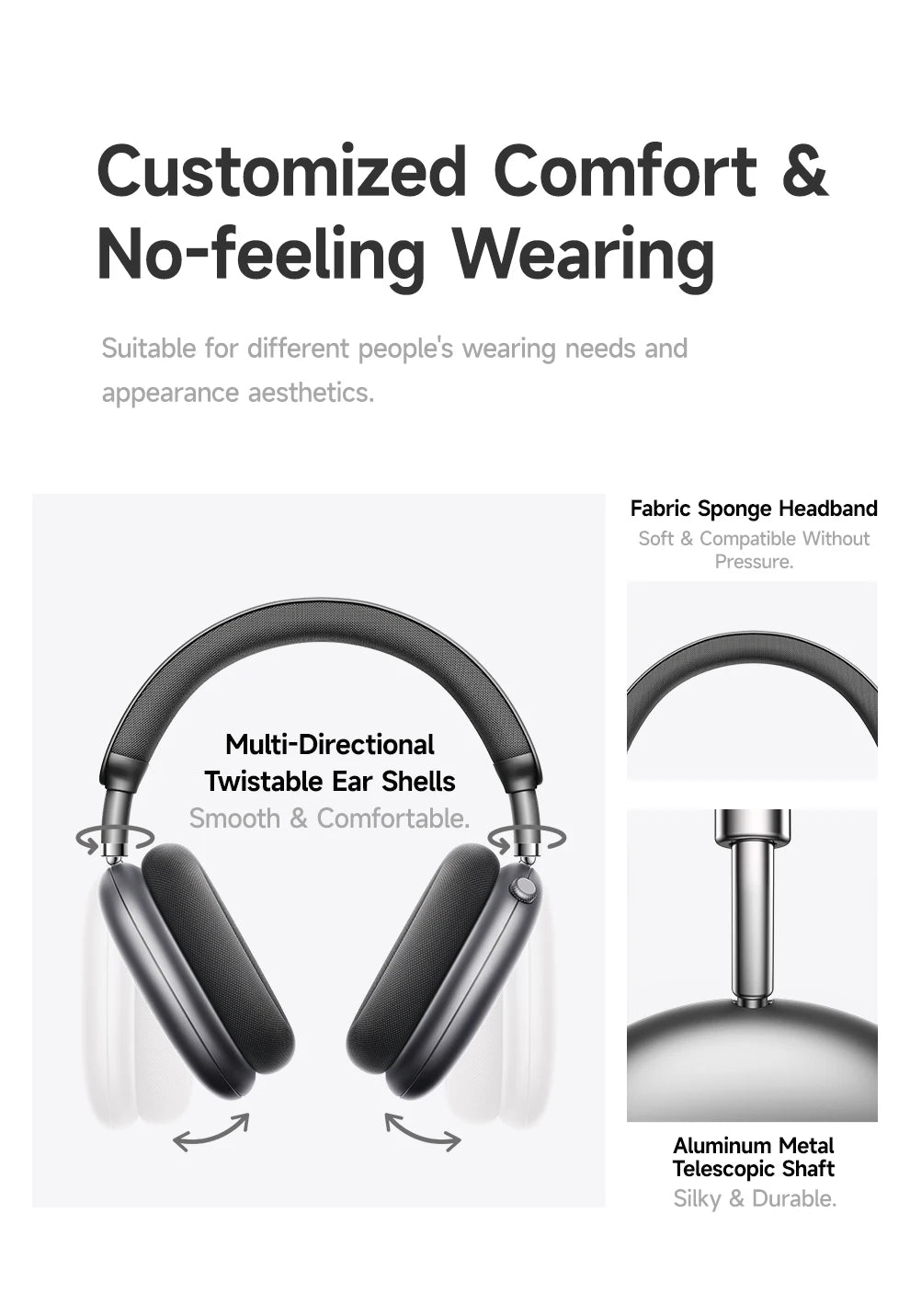 Auriculares inalámbricos Picun F8 Pro ANC con seguimiento de cabeza, audio espacial 3D, ANC -52dB, sonido HIFI, Bluetooth, micrófono HD ENC, baja latencia y APP