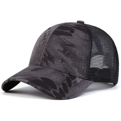 Men's Camouflage Baseball Net Cap Summer Sun Hat Military Camouflage Baseball Cap Breathable Tactical Cap For Outdoor Activities