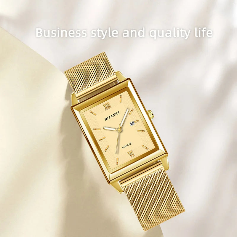 Fashion Watches for Men Luxury Rectangle Stainless Steel Men's Quartz Wristwatch Business Man Watch Clock Gift relogio masculino
