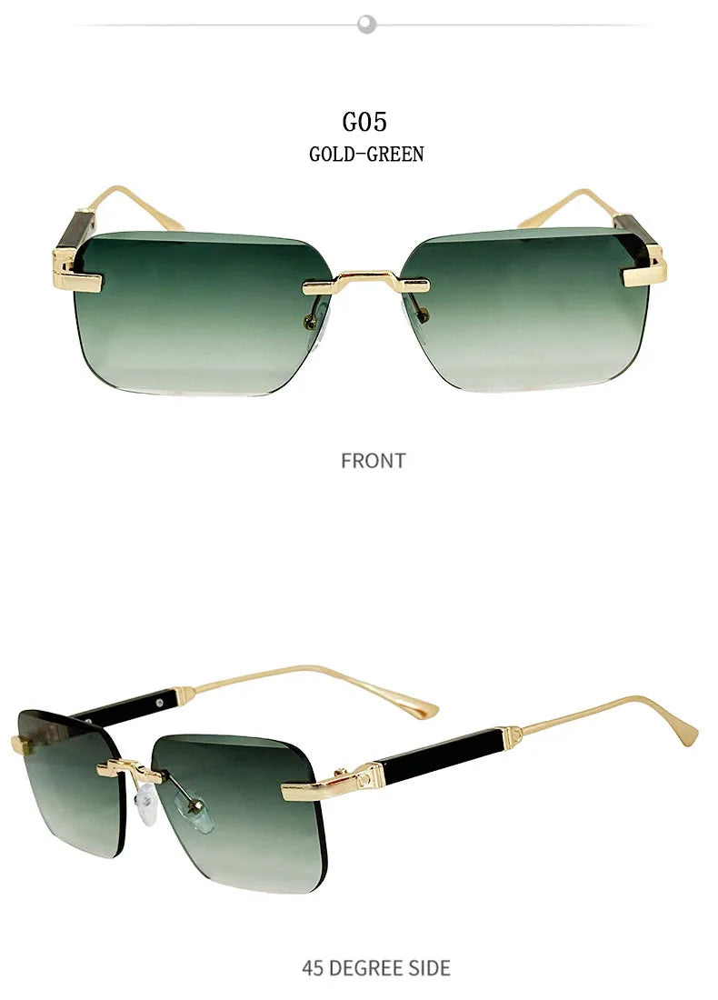 Čtvercové sluneční brýle pro ženy, trendy vintage designové bezrámové sluneční brýle pro muže, módní brýle na dovolenou, Lentes De Sol Mujer