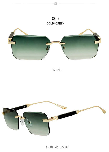 Čtvercové sluneční brýle pro ženy, trendy vintage designové bezrámové sluneční brýle pro muže, módní brýle na dovolenou, Lentes De Sol Mujer