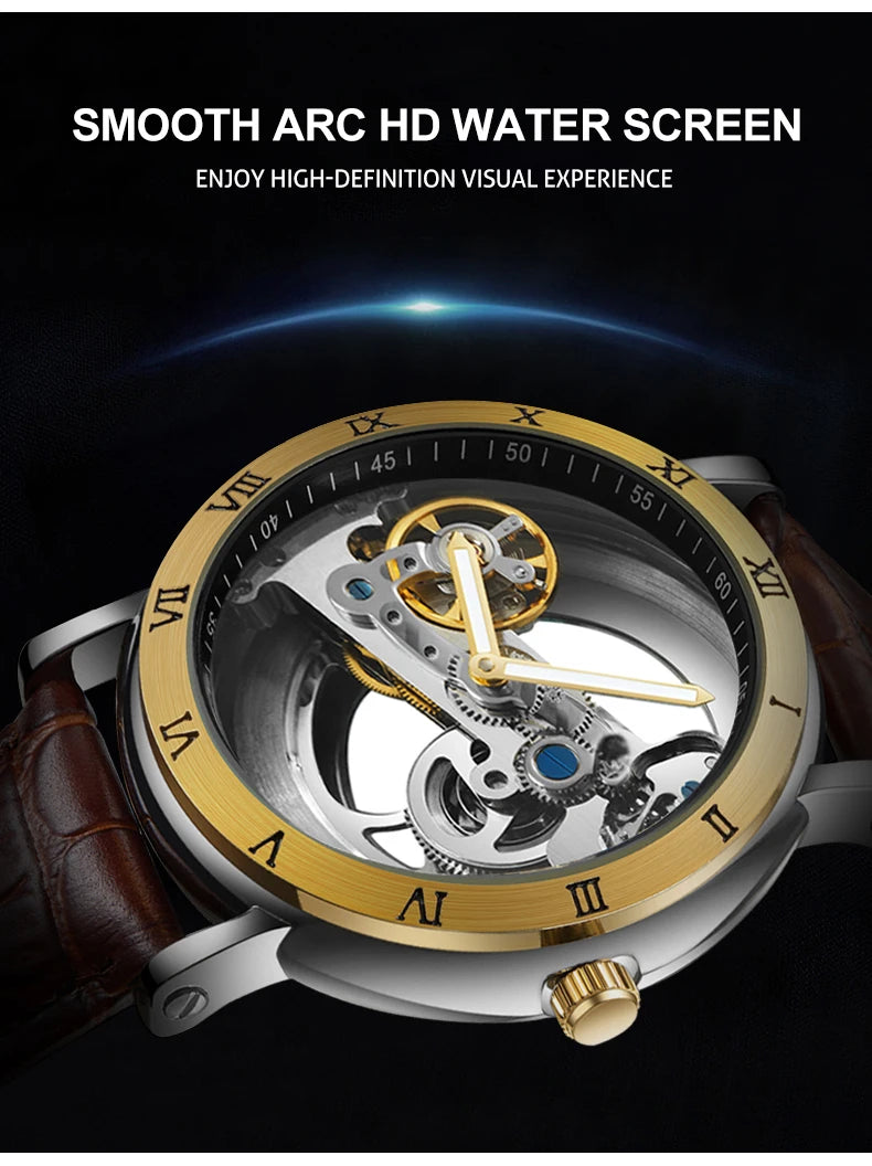 Watch Men Automatic Watch Luxury Watch Man Mechanical Wristwatch Skeleton Design Waterproof Leather Strap Male Watch Reloj Hombr