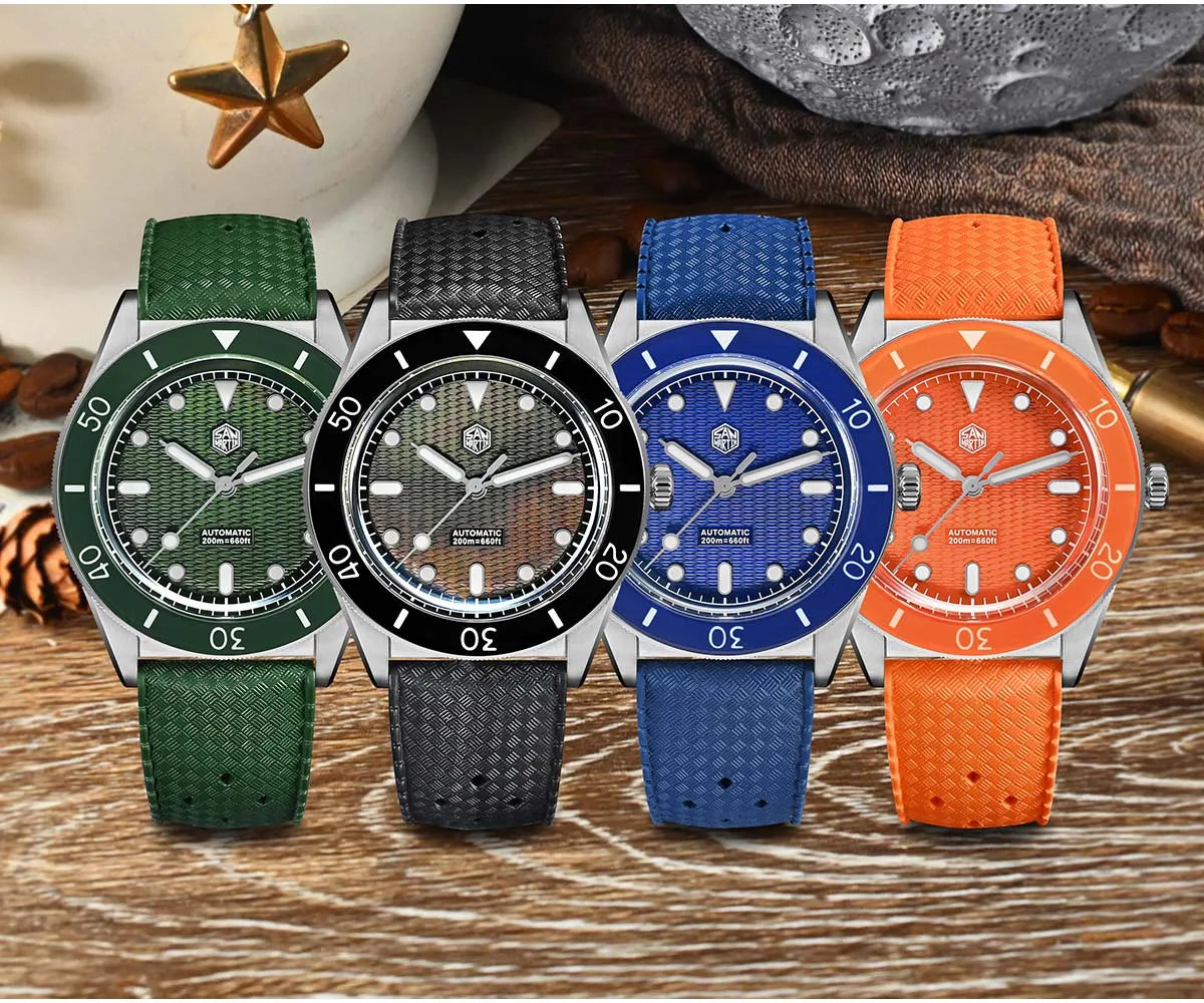 San Martin Official 39mm Guilloche MOP Dial Miyota 90S5 Sport Watch Automatic Mechanical Sapphire Bezel 20 ATM Luminous SN0151