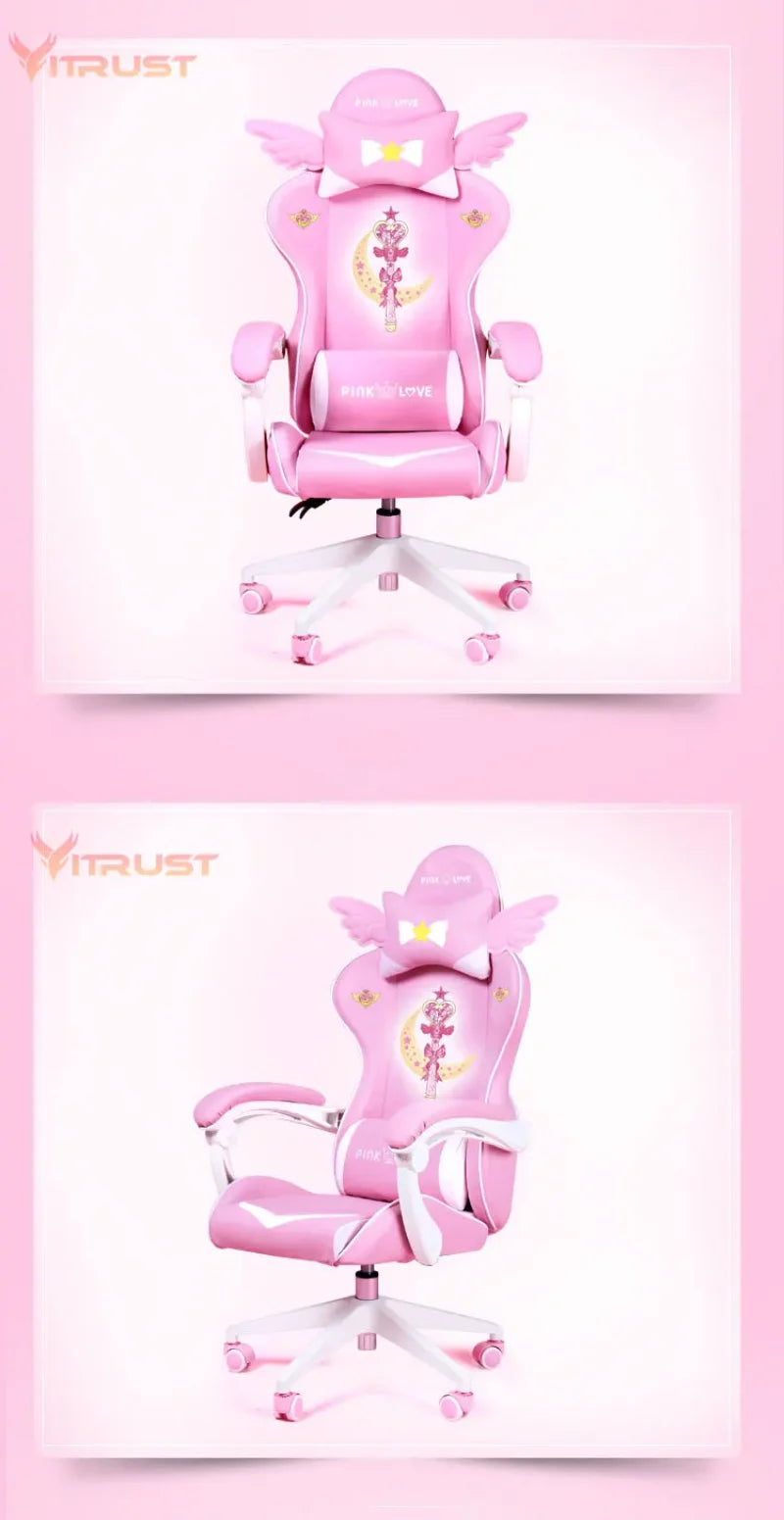Pink Gaming Chairs for Girl Magic Comfortable Anchor Live Chair Gaming Chair Cute Pink Gaming Chair