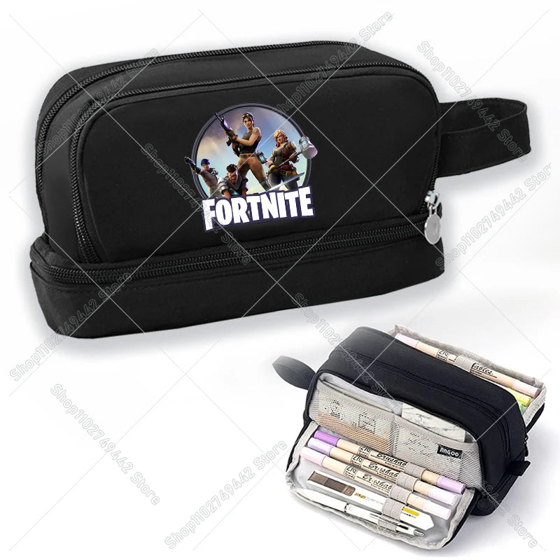 Žaidimų ir anime stiliaus Fortnites mokinio penalas, mielas penalas berniukams ir mergaitėms, didelės talpos nailoninis penalas rašikliams, mokyklinės kanceliarinės prekės vaikams