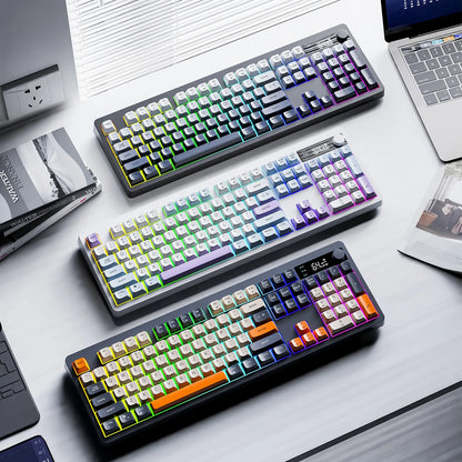 Spanish Wireless Keyboard Russian Spanish Arabic Korean 100% Keyboard Layout With Volume Knob TK100 RGB Light Type C Bluetooth