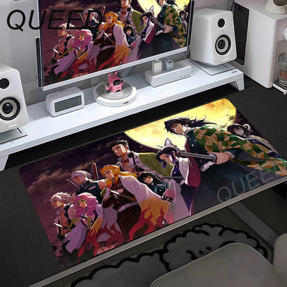Schreibtischunterlage für Computer und Tastatur, Anime-Mauspad, Kawaii-Mädchen, 900x400mm, Gummi, rutschfest, Demon Slayers, XL