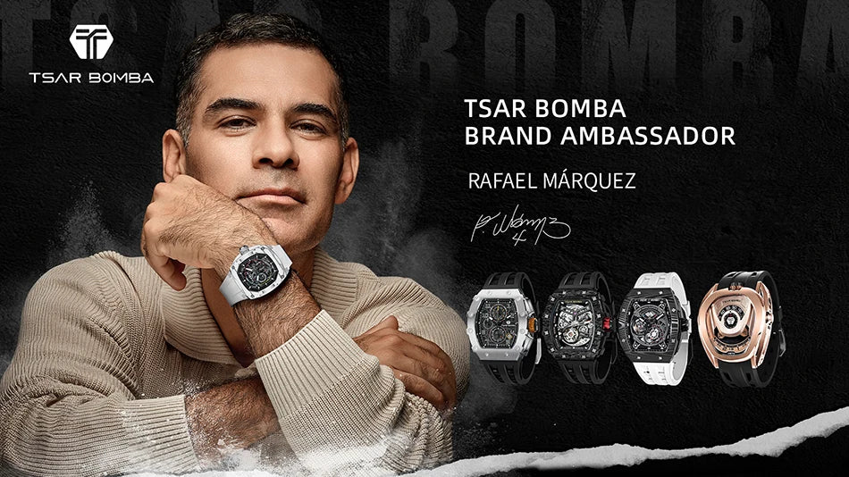 TSAR BOMBA Uhr für Herren, Luxusmarke, Tonneau-Design, wasserdichte Uhr, Edelstahl-Armbanduhr, modische rechteckige Herrenuhr