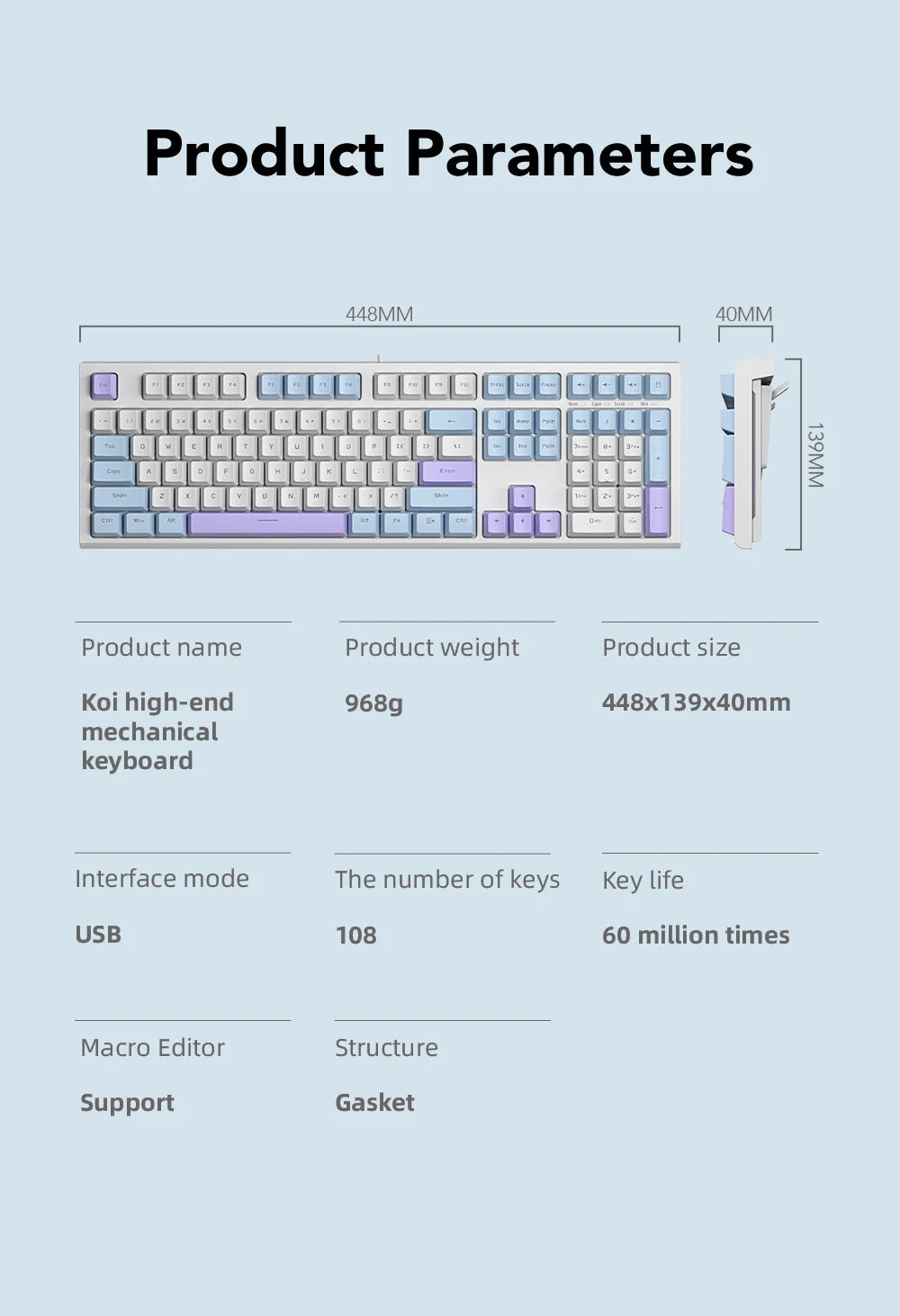 Mechanische kabelgebundene Gaming-Tastatur mit 108 Tasten und RGB-Hintergrundbeleuchtung | Gaming-Chip | Niedrige Latenz | Anti-Ghosting | Für PC-, Windows- und Mac-Gamer