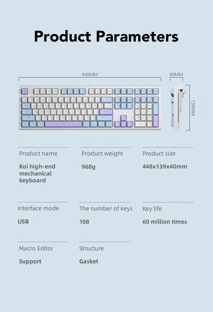Mechanische kabelgebundene Gaming-Tastatur mit 108 Tasten und RGB-Hintergrundbeleuchtung | Gaming-Chip | Niedrige Latenz | Anti-Ghosting | Für PC-, Windows- und Mac-Gamer