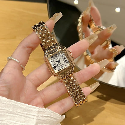 New Women Watch Light Luxury Brand Business Gold Stainless Steel Ladies Fashion Quartz Watches Female Clock Bracelet Wristwatch