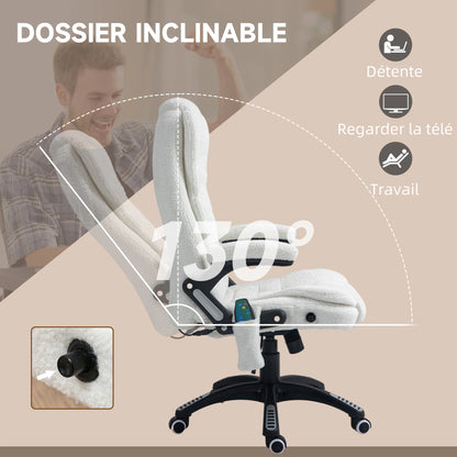 High-Tech Executive Office Chair with Lumbar Heating, Massage Function, 360° Swivel Ergonomic Fabric Desk Chair with Remote Control