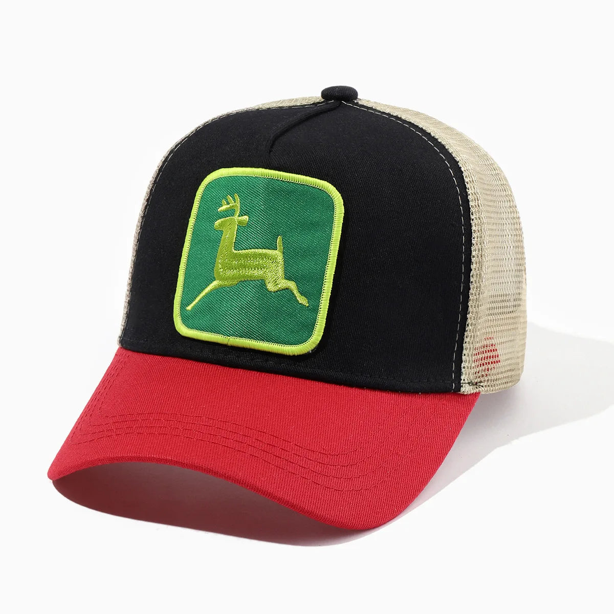 Elk Embroidery Duckbill Cap for Women, Sun Protection Wide Brim Baseball Cap, Adjustable Mesh Cap, Export Ready Stock Hat