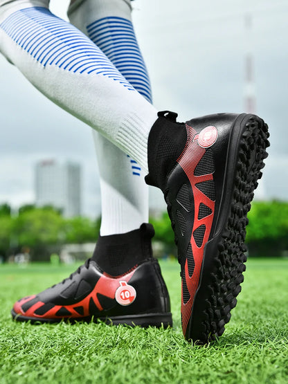 Professional Sports Football Shoes TF Broken Nail Teenagers Durable Wear Resisting Training Shoes Adult High-Tops Soccer Shoes