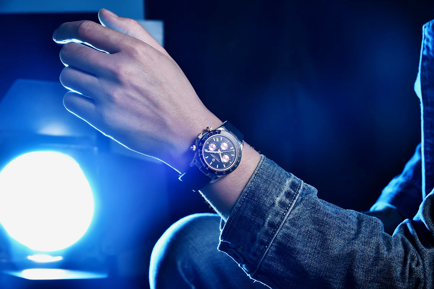 PAGANI DESIGN New Gold Blue Luxury Quartz Watch For Men Gift Box VK63 Movt Chronograph Sapphire Crystal Stainless Steel Watch