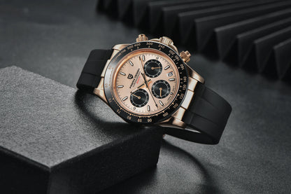 PAGANI DESIGN New Gold Blue Luxury Quartz Watch For Men Gift Box VK63 Movt Chronograph Sapphire Crystal Stainless Steel Watch