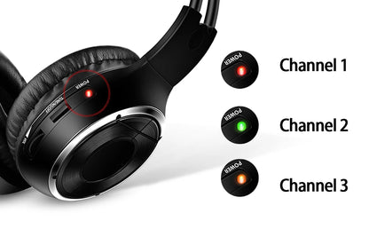 RF Silent Disco Foldable Wireless Headphones Bundle (3 Pcs with 1 Transmitter in 500m) --House Party TV Dancing