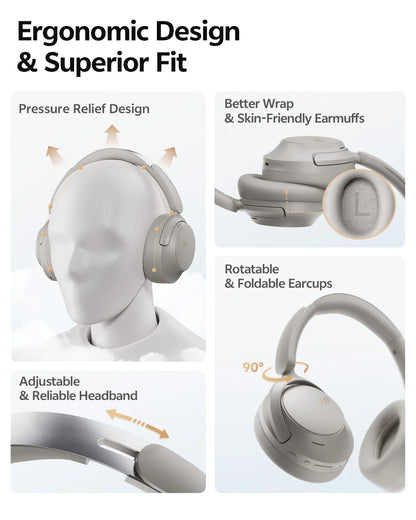 Cuffie Bluetooth 6.0 Over-Ear QCY H3S con ANC adattivo -56dB – Headset wireless Hi-Res LDAC, batteria 102H, audio spaziale Dual Driver