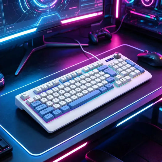93 Keys Wired RGB Gaming Keyboard Two Tone PBT Ball Keycaps Mechanical Feeling Portable Keyboard for Laptop Office Gamer Typing