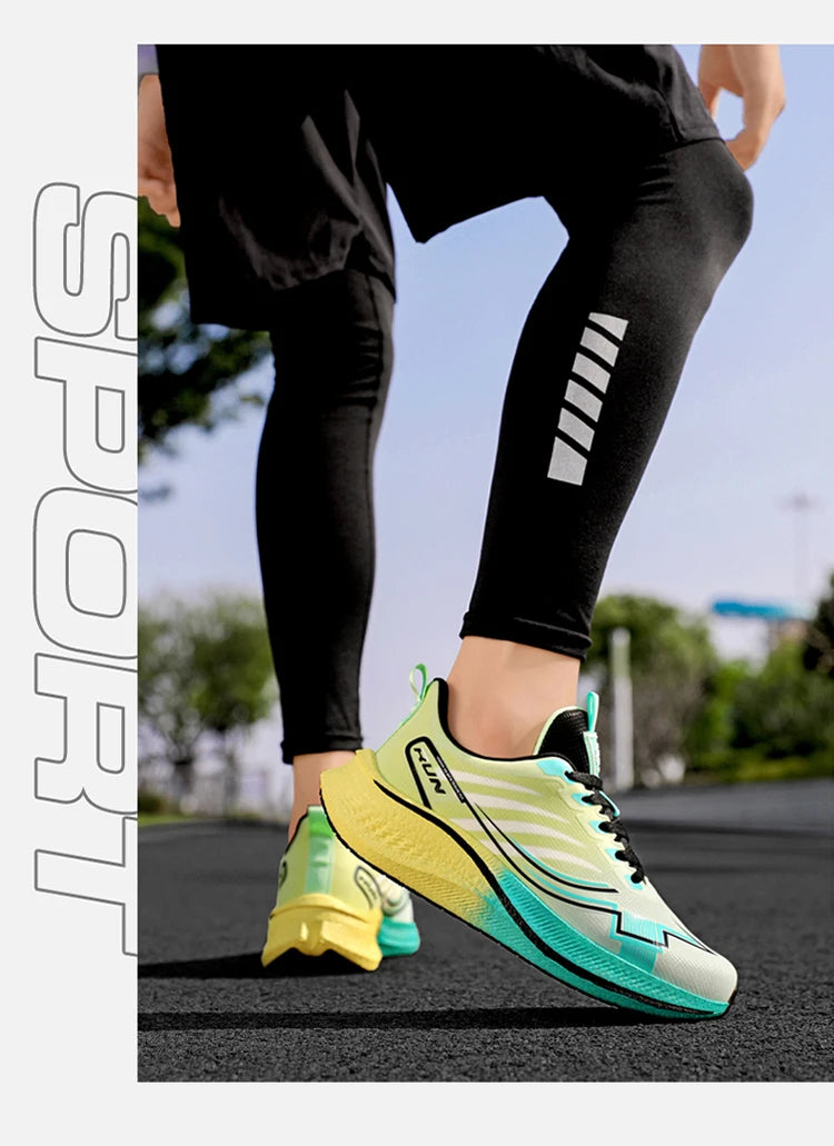 Chaussures de course à amorti pour homme avec plaque en carbone ; baskets légères de marathon pour femme, pour le jogging, l'entraînement, le fitness et l'exercice physique