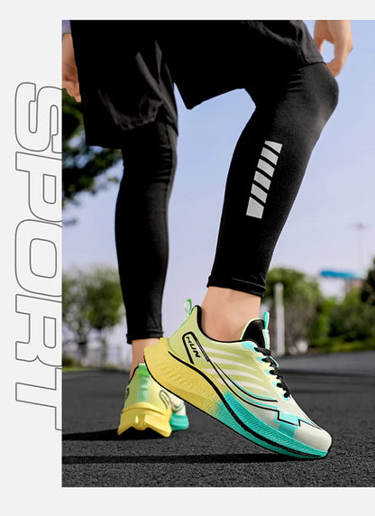 Chaussures de course à amorti pour homme avec plaque en carbone ; baskets légères de marathon pour femme, pour le jogging, l'entraînement, le fitness et l'exercice physique